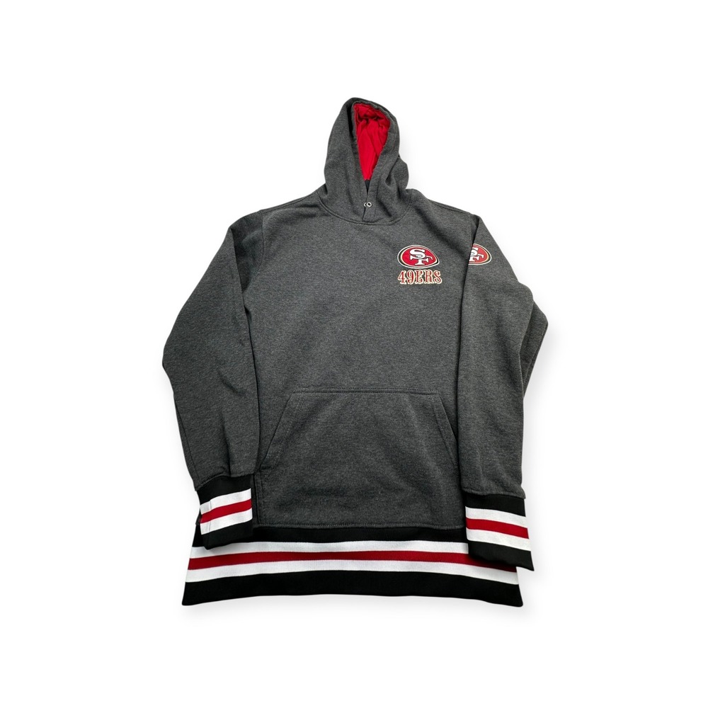 NFL Team‎ Apparel San Francisco 49ers Hoodie Charcoal Grey Striped Trim Mens S